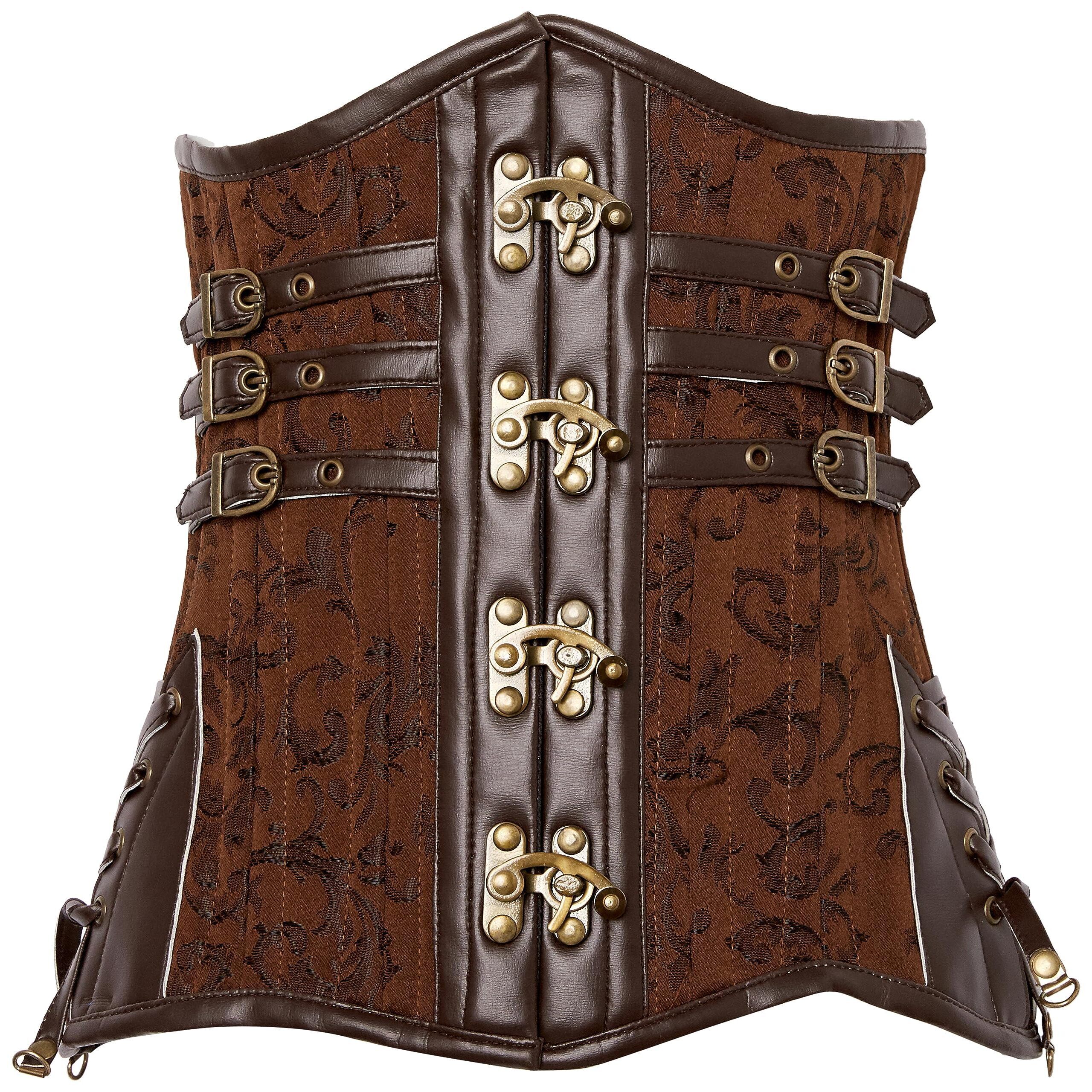 3537 Top Drawer Curvy Brown Steampunk Steel Double Boned Under Bust Corset
